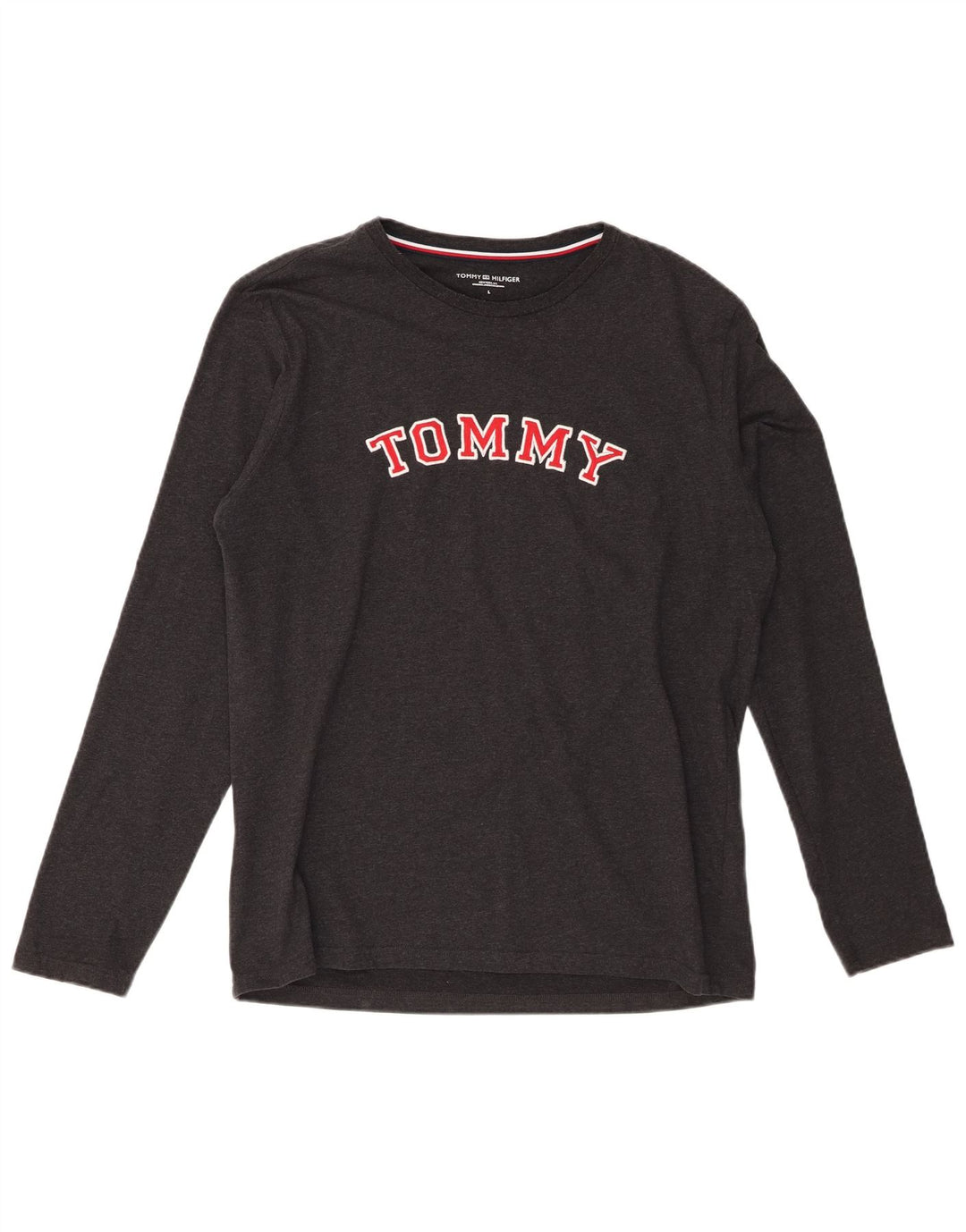 Tommy Hilfiger Uomo Graphic Top Manica Lunga Grande Cotone Nero