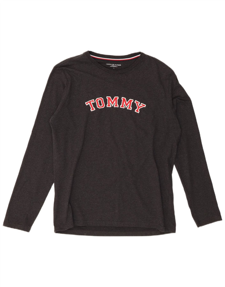Tommy Hilfiger Uomo Graphic Top Manica Lunga Grande Cotone Nero