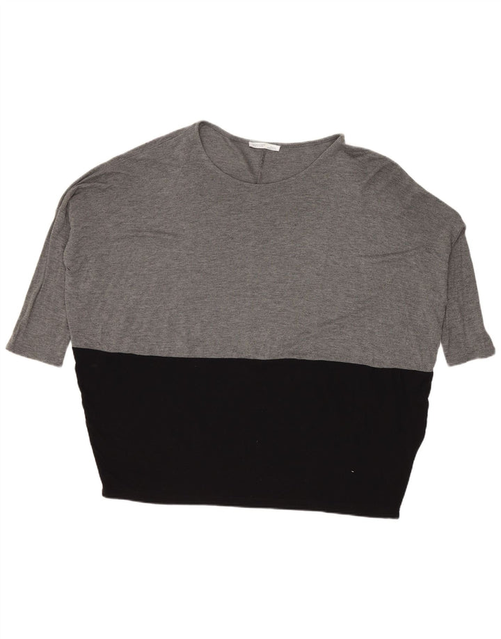 Top Zara da donna oversize con maniche a 3/4 UK 14 Colorblock grigio medio