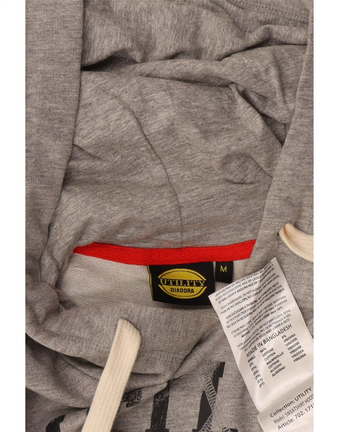 Felpa con cappuccio grafica da uomo Diadora in cotone grigio medio