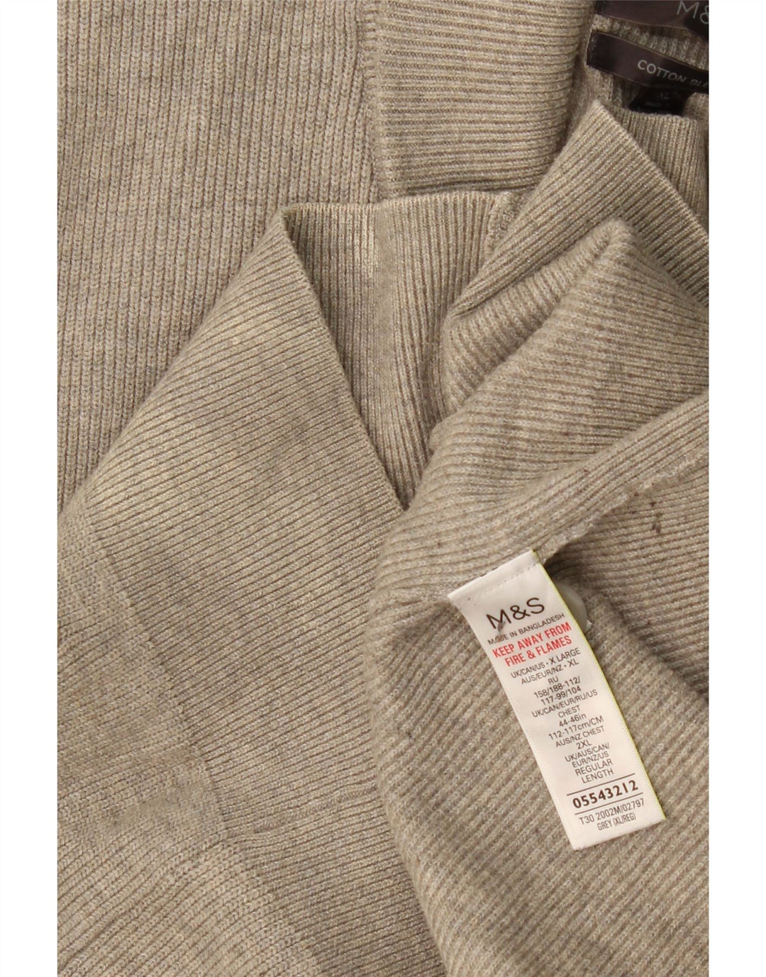 MARKS & SPENCER Maglione cardigan da uomo UK 44/46 XL Poliestere grigio