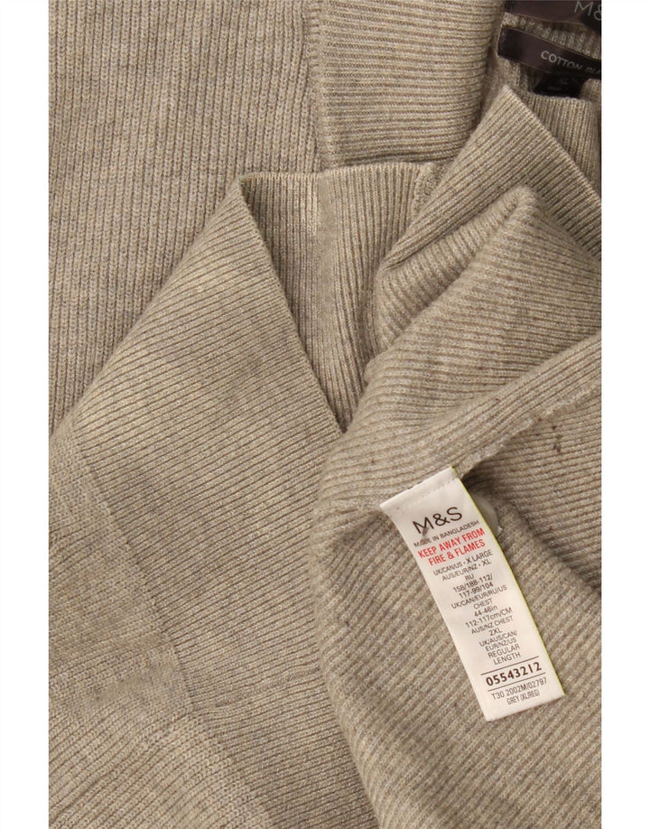MARKS & SPENCER Maglione cardigan da uomo UK 44/46 XL Poliestere grigio