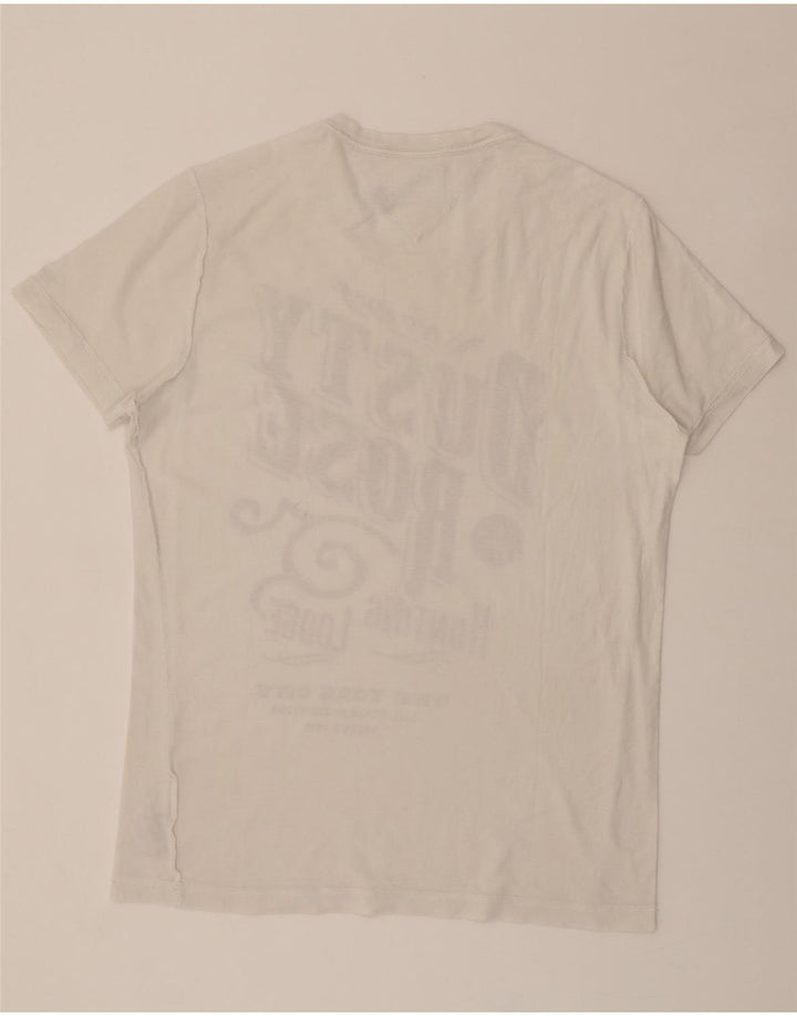 TOMMY HILFIGER Mens Graphic T-Shirt Top Medium White Cotton Vintage Tommy Hilfiger and Second-Hand Tommy Hilfiger from Messina Hembry 