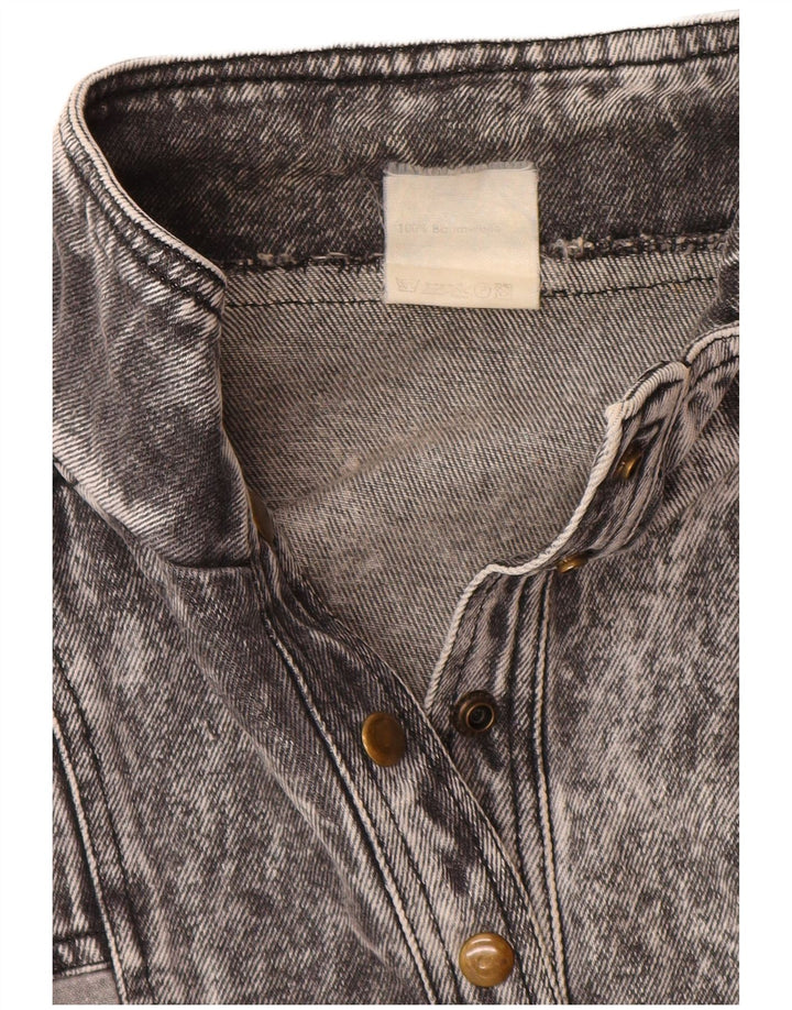 Giacca in denim pullover da donna VINTAGE UK 20 2XL cotone grigio