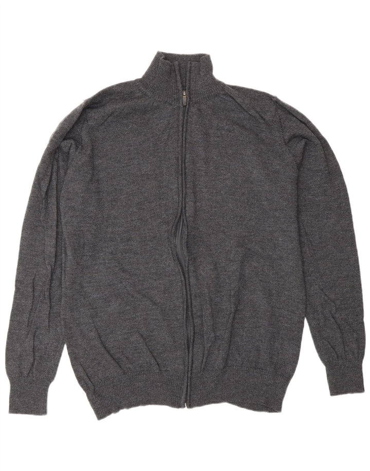 Maglione cardigan da uomo Zara XL in lana grigia