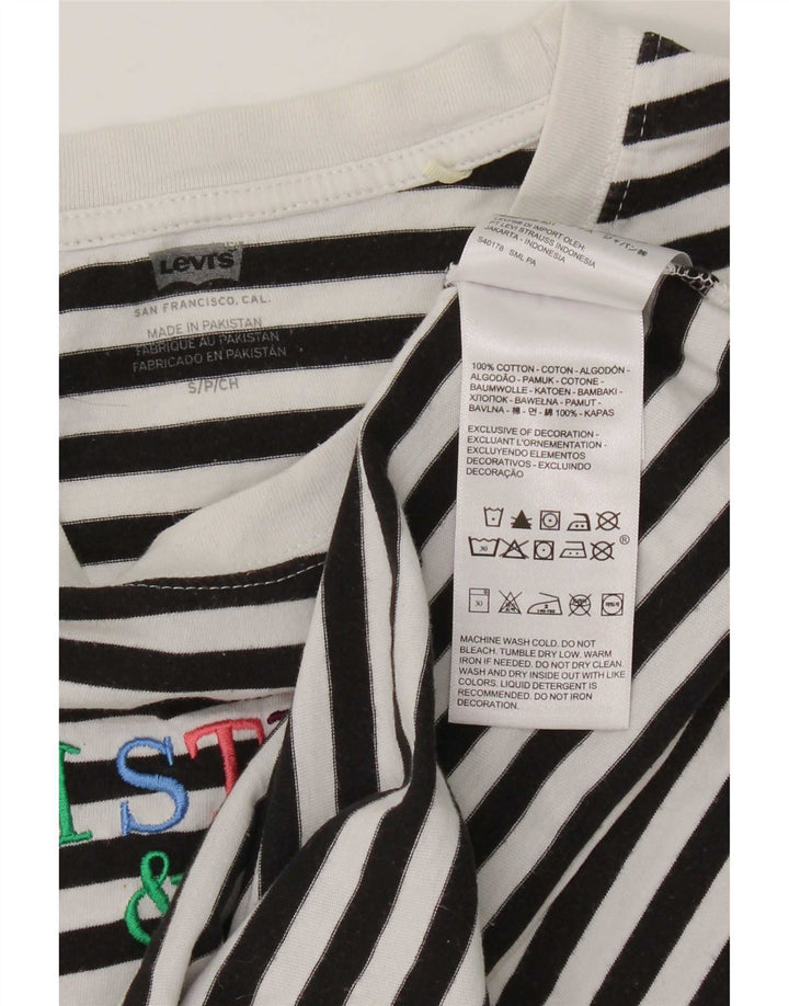 Levi's Top grafico oversize da donna a maniche lunghe UK 10 Small Black Striped