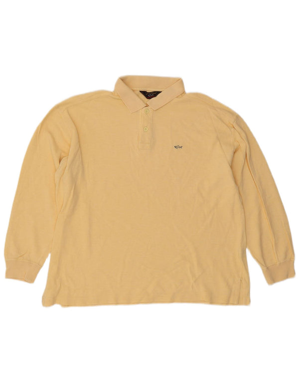 Polo da uomo a maniche lunghe Paul & Shark XL in cotone giallo