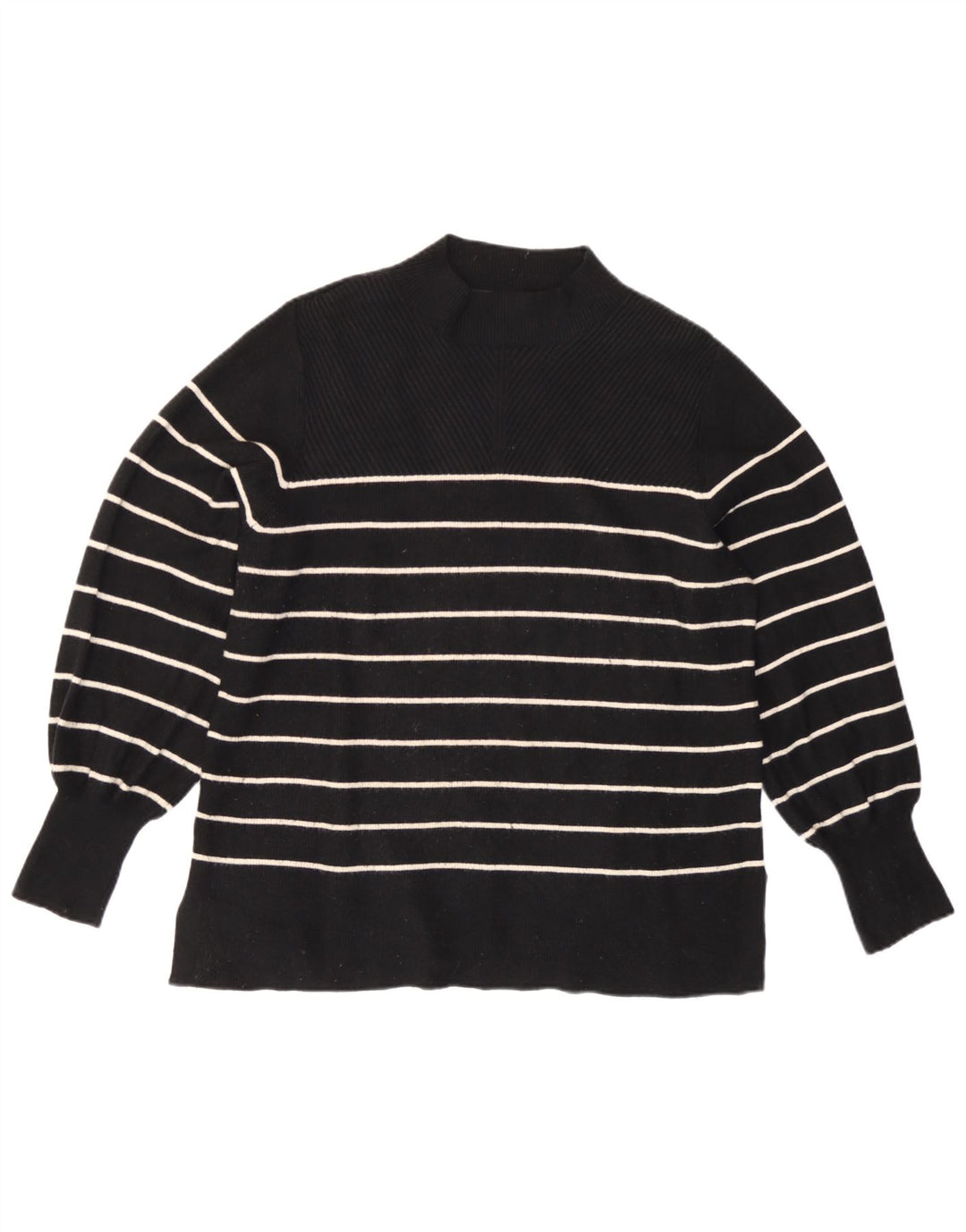 Maglione maglione a collo alto da donna Marks & Spencer UK 16 grandi righe nere