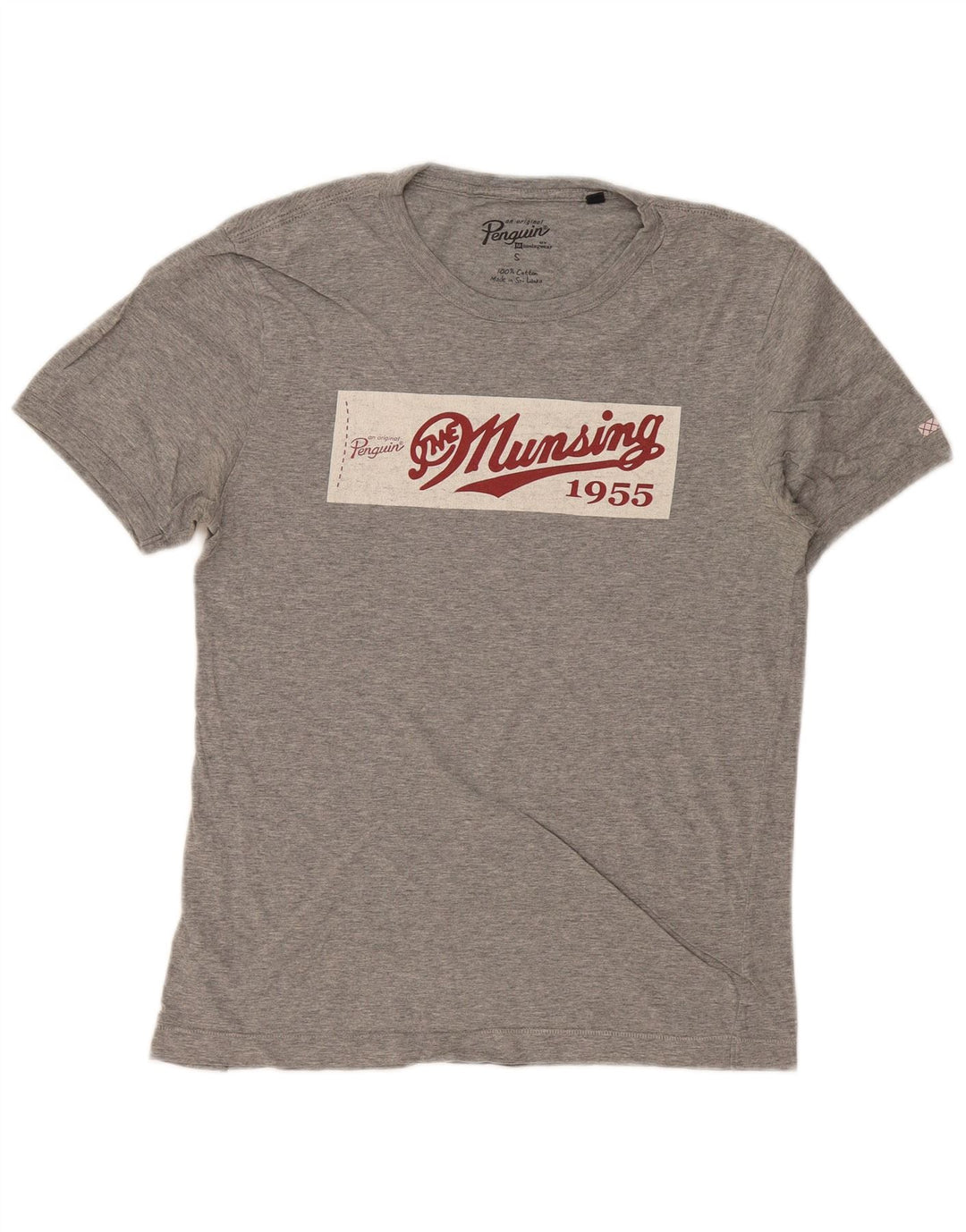 PENGUIN T-shirt grafica da uomo piccola in cotone grigio