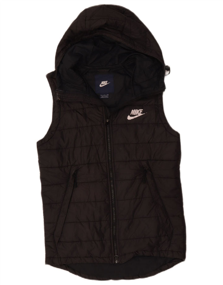 Gilet imbottito con cappuccio Nike da uomo UK 36 piccolo poliestere nero