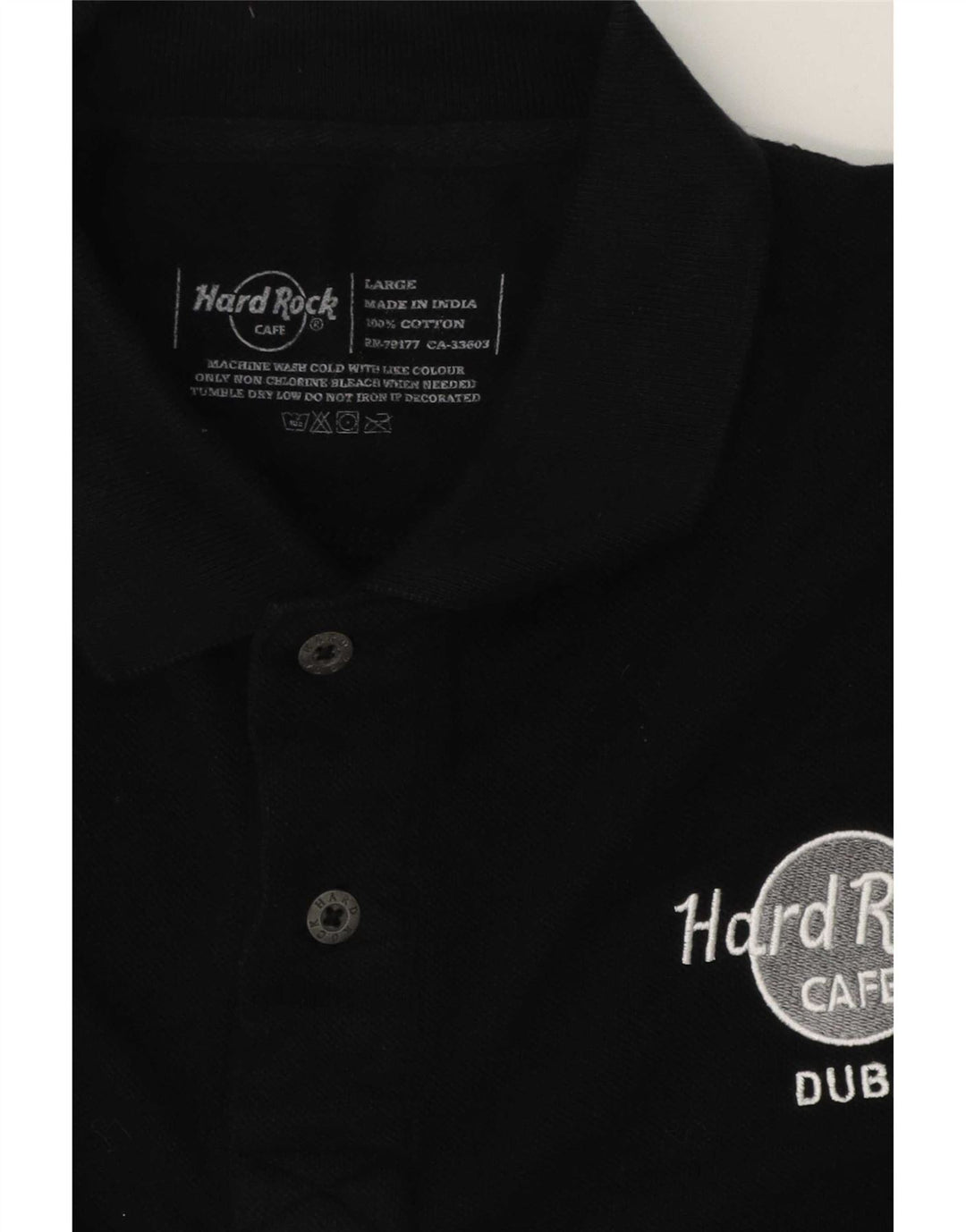 Polo Dubai da uomo Hard Rock Cafe, grande, in cotone nero