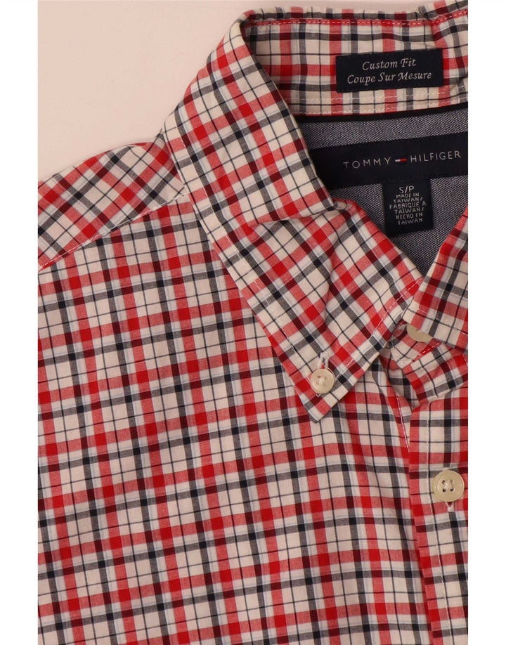 Tommy Hilfiger Camicia da uomo su misura in cotone a quadri rossi piccoli