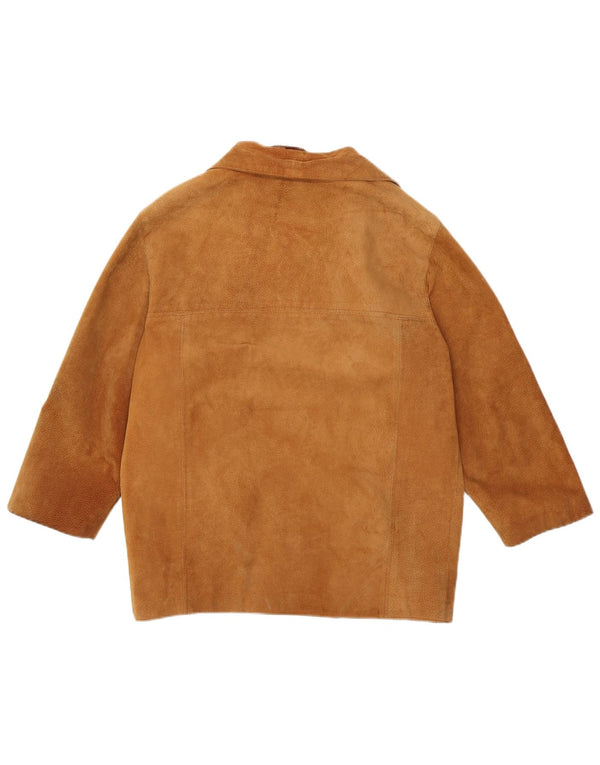 Giacca vintage da donna in pelle scamosciata IT 48 XL in pelle marrone