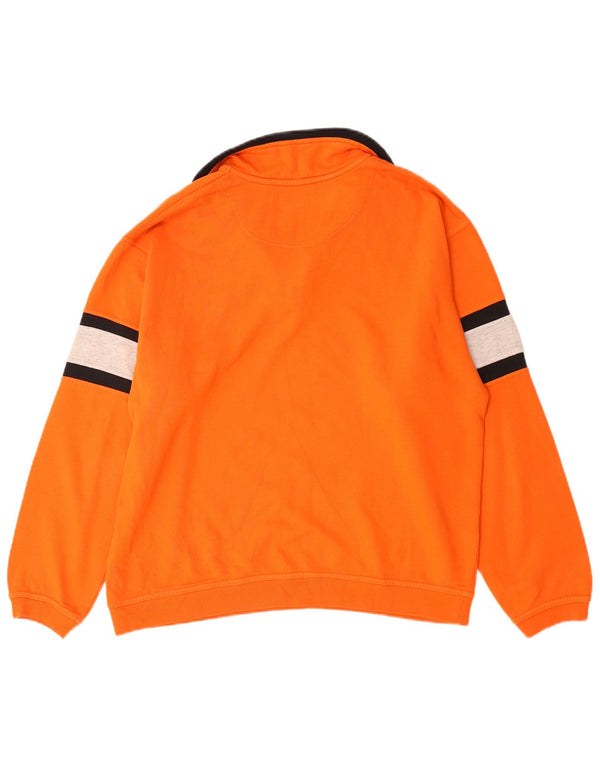 Felpa Champion da uomo con collo con zip, maglione grande, cotone color block arancione