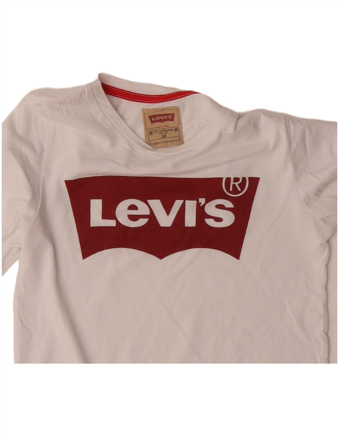 LEVI'S Boys Graphic Top Long Sleeve 11-12 Years White Cotton