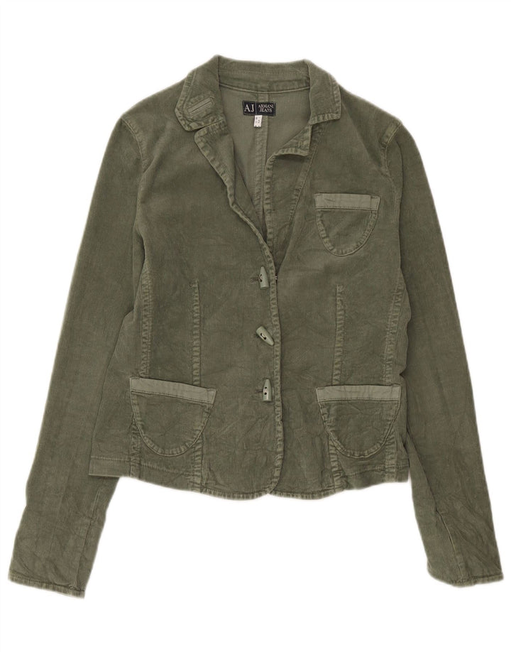 Giacca blazer da donna in velluto a coste a 3 bottoni Armani Jeans, taglia grande, colore cachi