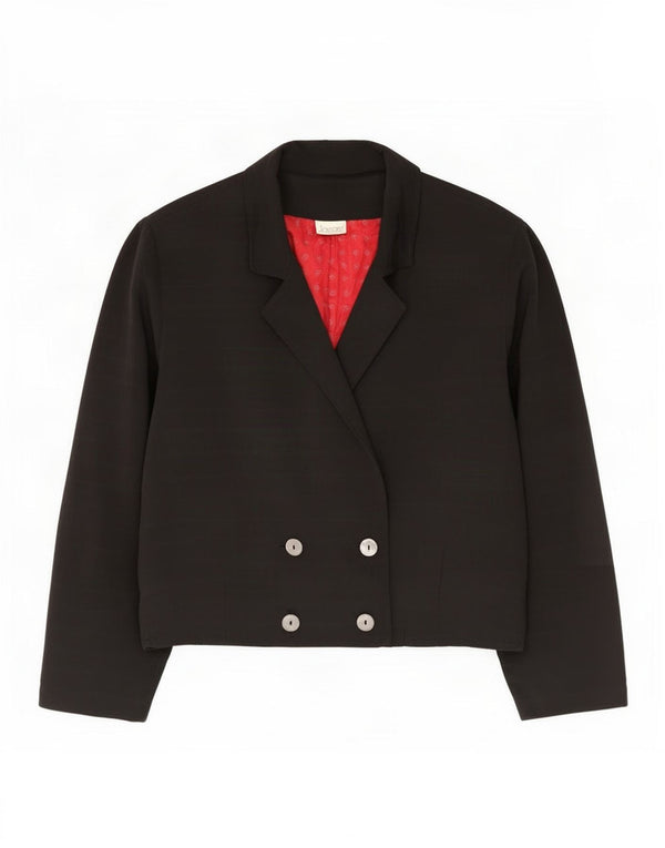 Vintage Womens Oversized Double Breasted Blazer Jacket UK 10 Small Black