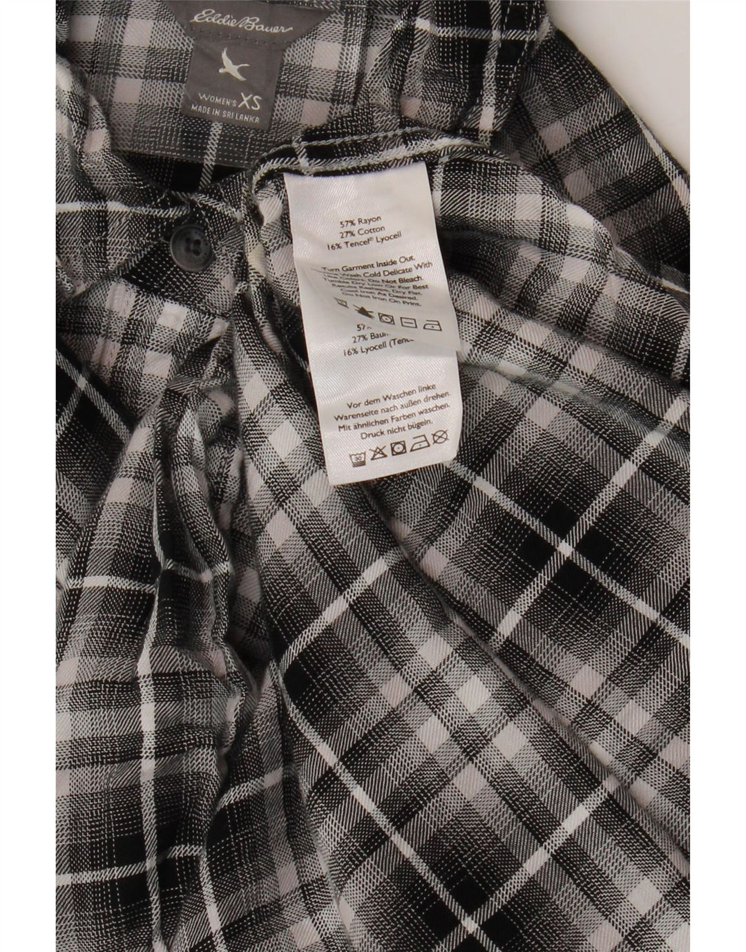 Camicia di flanella da donna EDDIE BAUER UK 6 XS Rayon a quadri nero