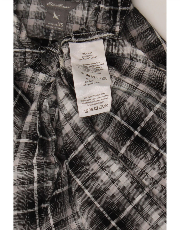 Camicia di flanella da donna EDDIE BAUER UK 6 XS Rayon a quadri nero