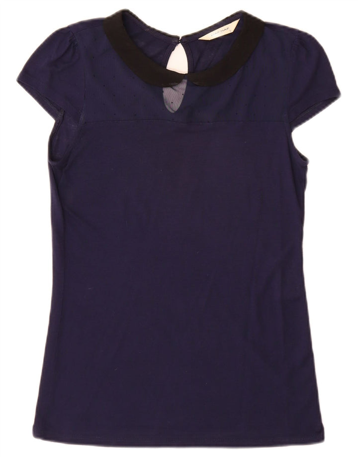 Naf Naf Camicetta da donna Top UK 10 Small Blu navy Colourblock Modal