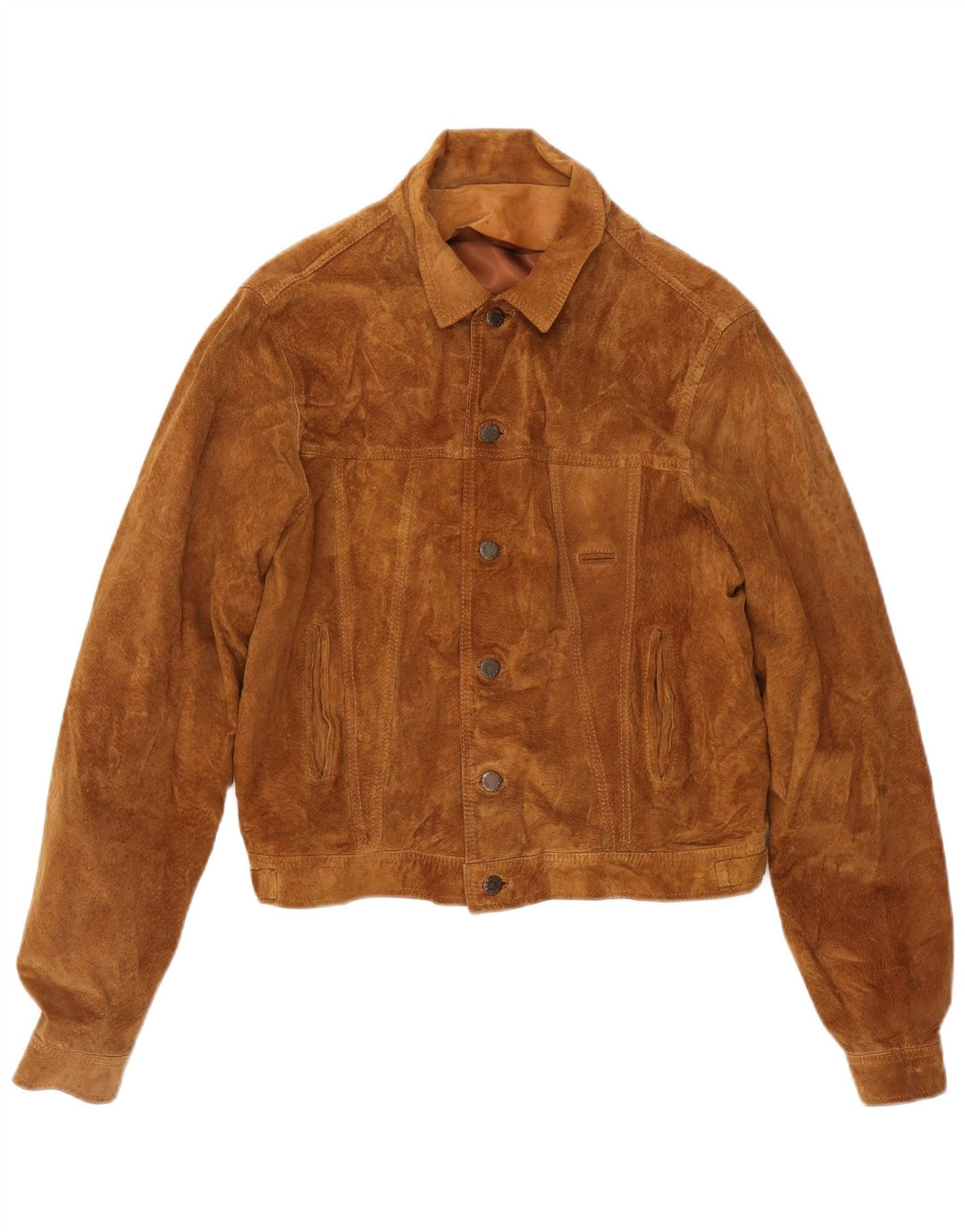 Giacca vintage in pelle scamosciata da donna UK 14 Marrone medio