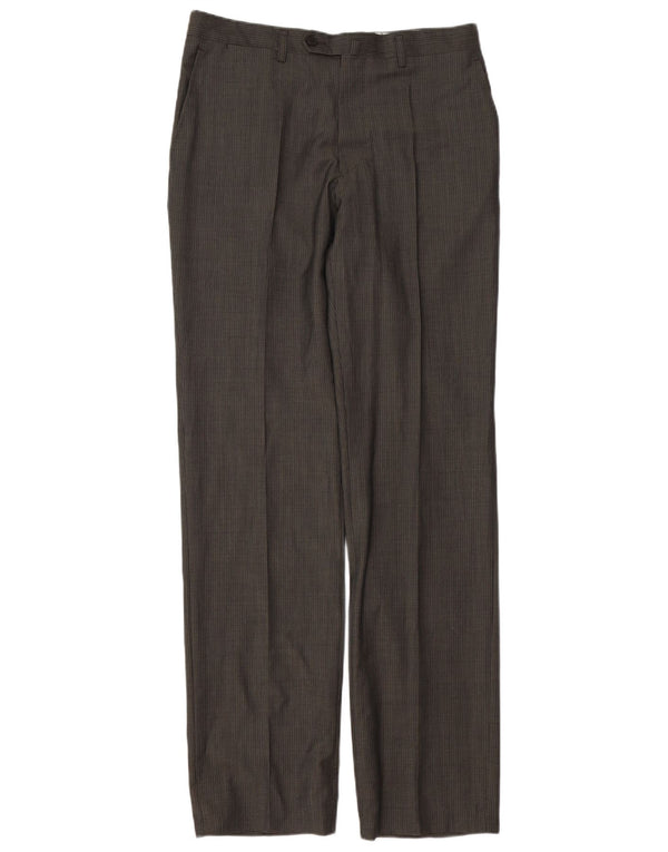Pantaloni da Abito Dritti da Uomo ZARA W32 L35 Lana Gessata Grigia