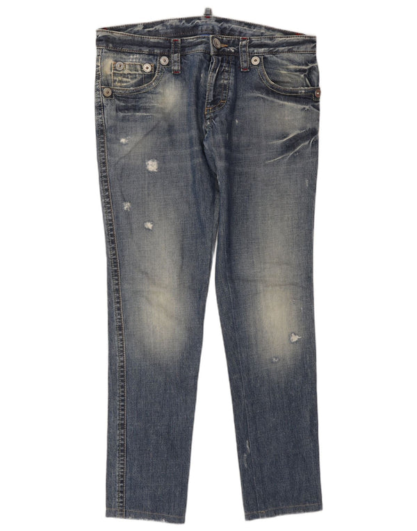 Dsquared2 Womens Distressed Slim Jeans W32 L32 Blue Cotton
