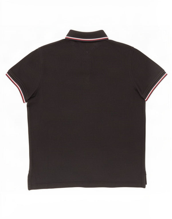 Polo slim fit da uomo Tommy Hilfiger grande in cotone nero