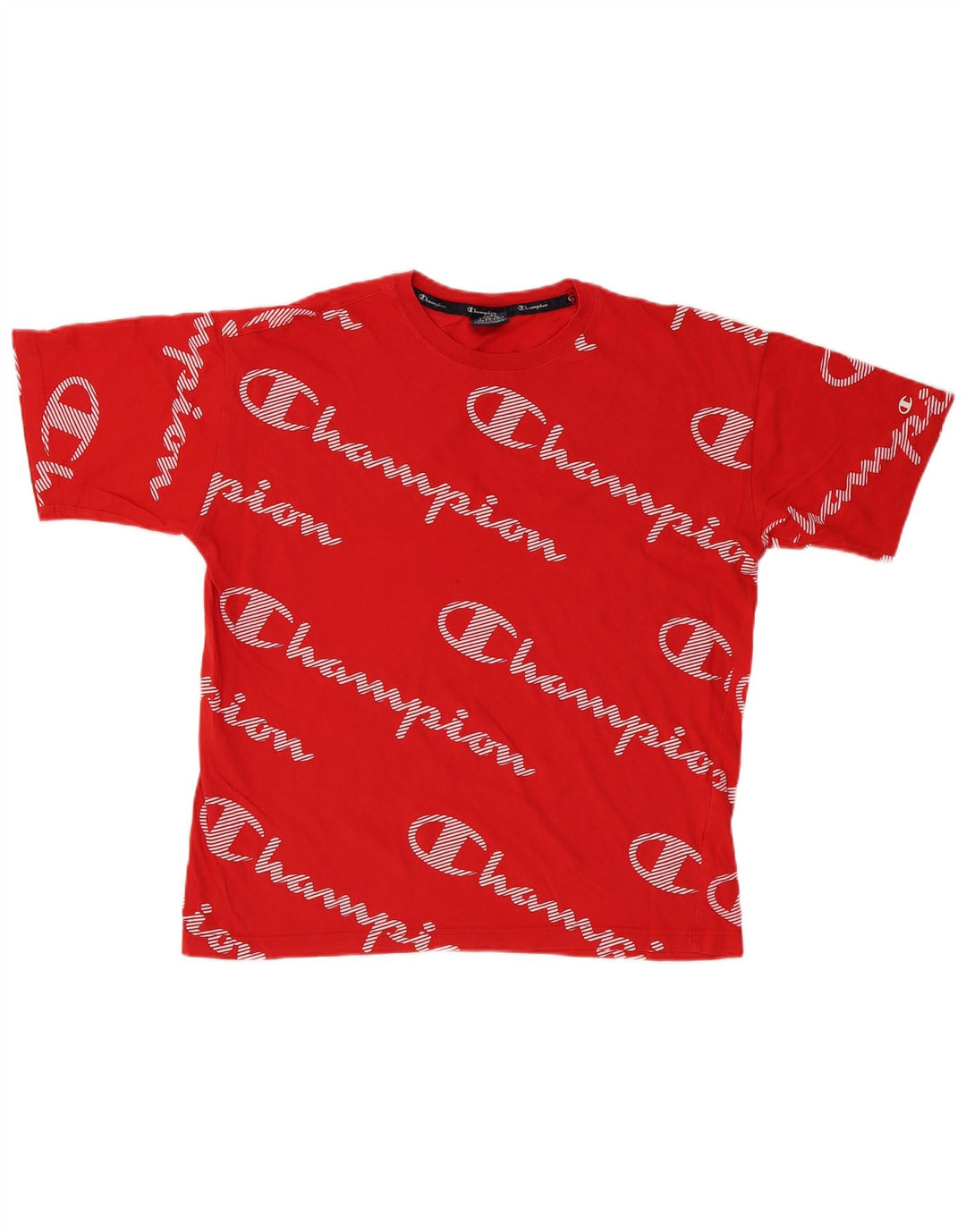 T-shirt grafica da uomo CHAMPION Top grande in cotone rosso