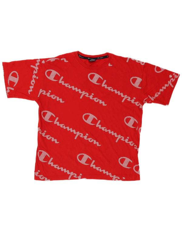 T-shirt grafica da uomo CHAMPION Top grande in cotone rosso