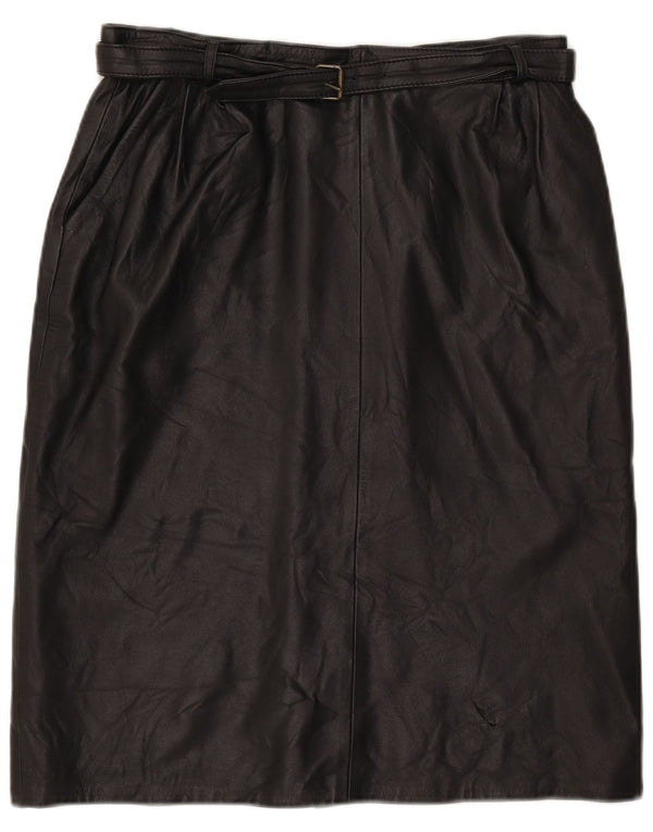 Gonna in pelle vintage da donna W32 grande nera