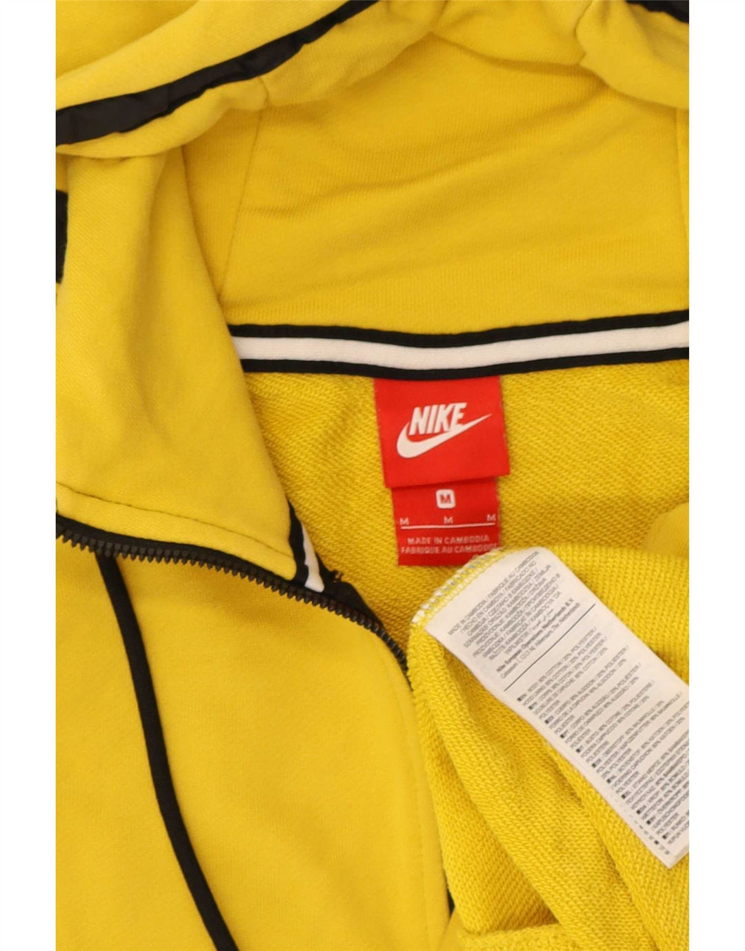 Felpa con cappuccio e zip Nike da uomo in cotone giallo medio