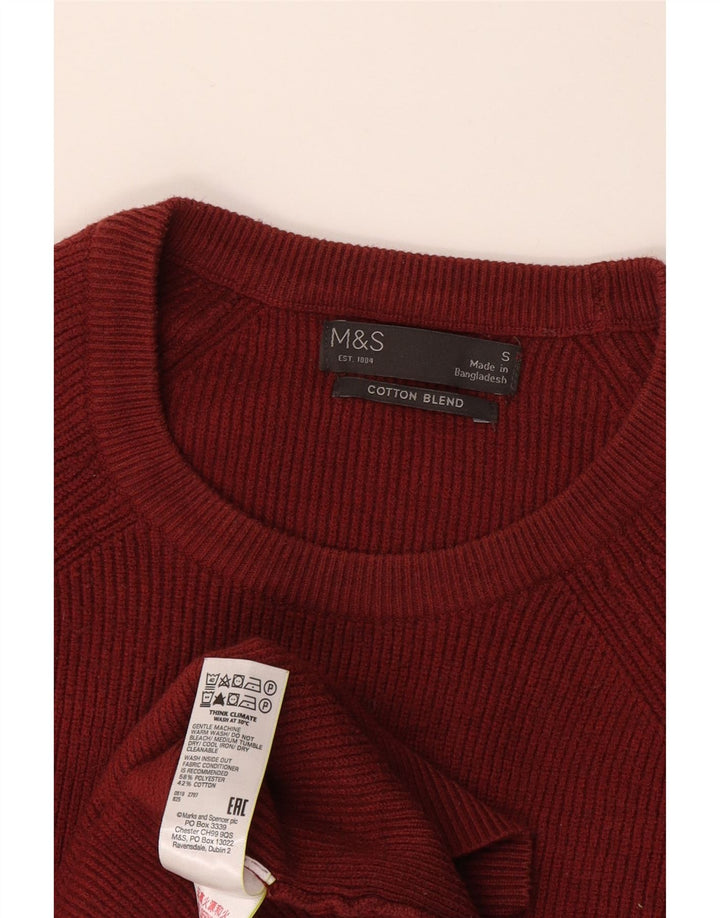 Maglione maglione girocollo da uomo Marks & Spencer piccolo poliestere bordeaux
