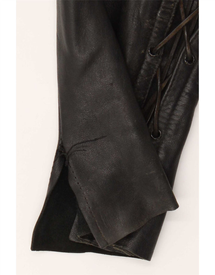 Pantaloni vintage in pelle stile motociclista da uomo IT 48 medi W30 L31 Pelle nera