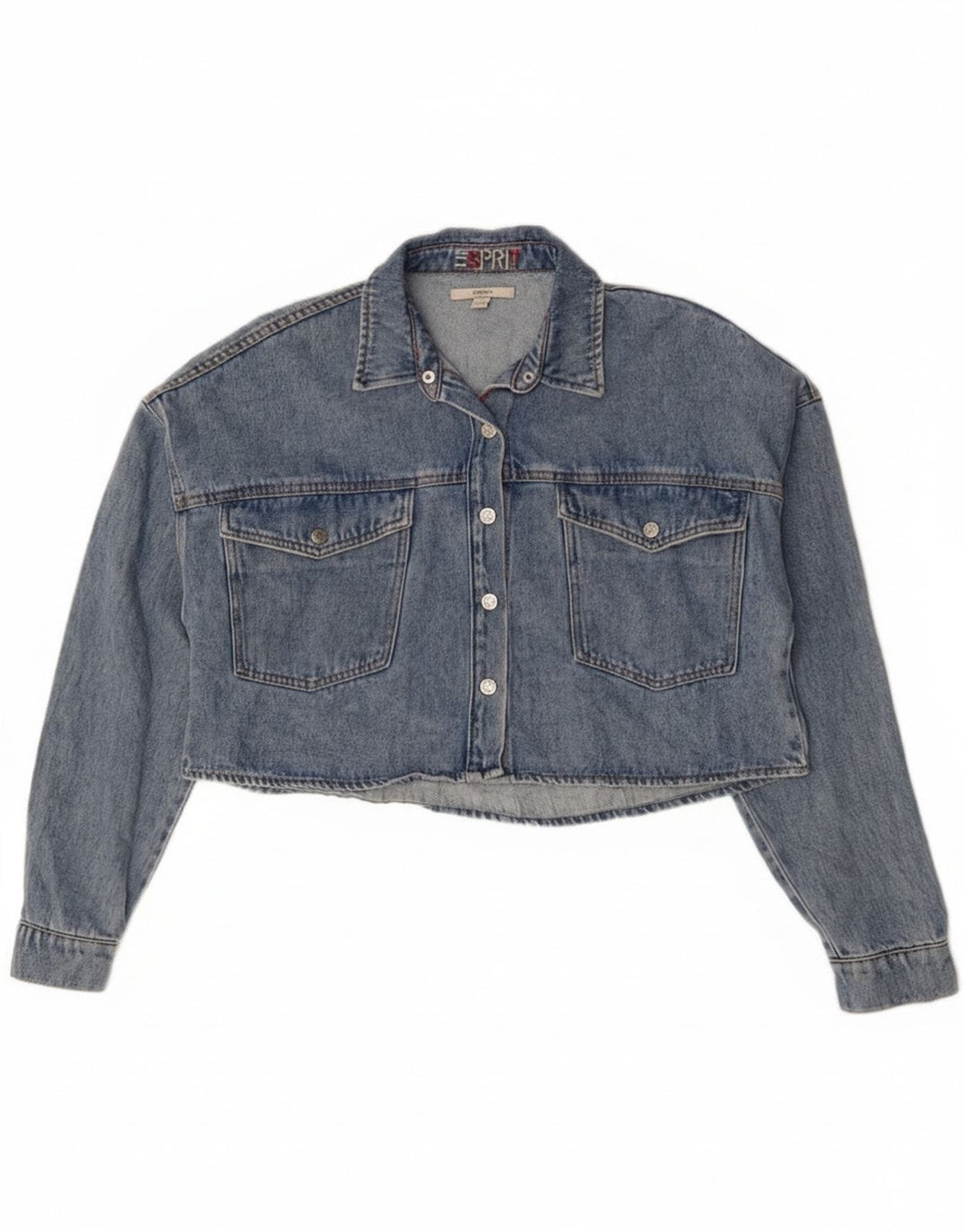 Giacca in denim oversize corta da donna Esprit UK 10 piccola in cotone blu