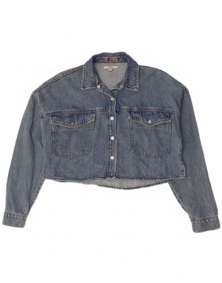 Giacca in denim oversize corta da donna Esprit UK 10 piccola in cotone blu