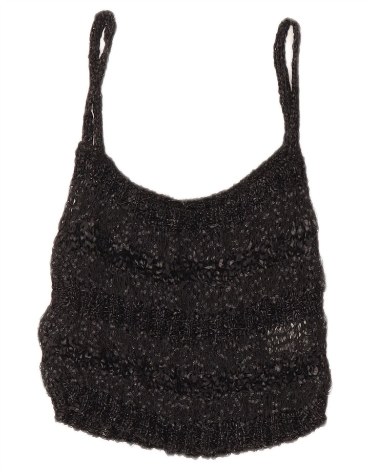 Codice Top da donna corto trasparente con canottiera UK 8 Small Poliammide screziato grigio