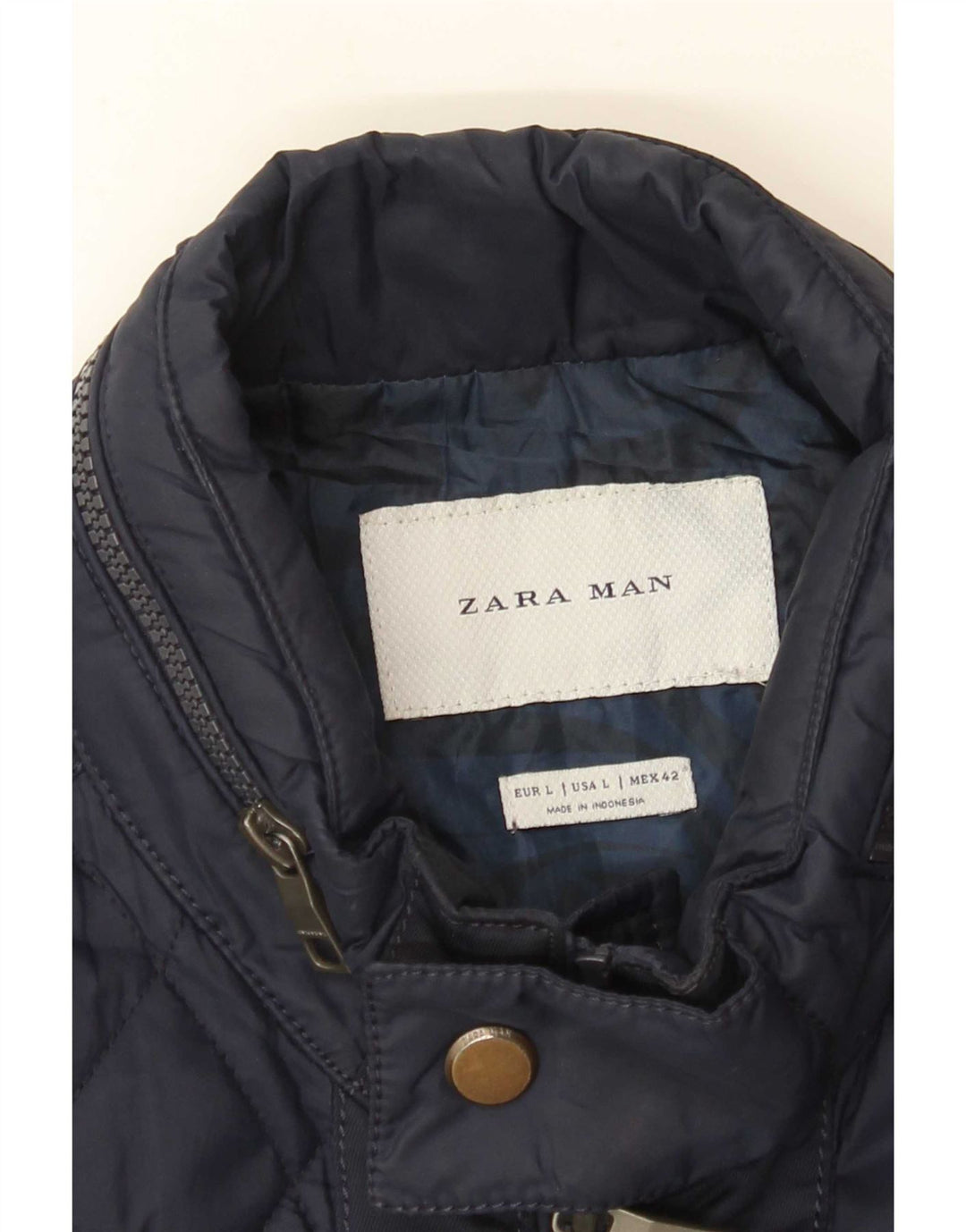 Giacca trapuntata con cappuccio da uomo Zara UK 40 grande blu navy