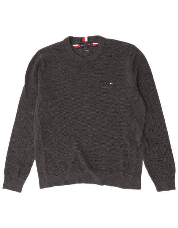 Maglione girocollo da uomo Tommy Hilfiger XL in cotone grigio