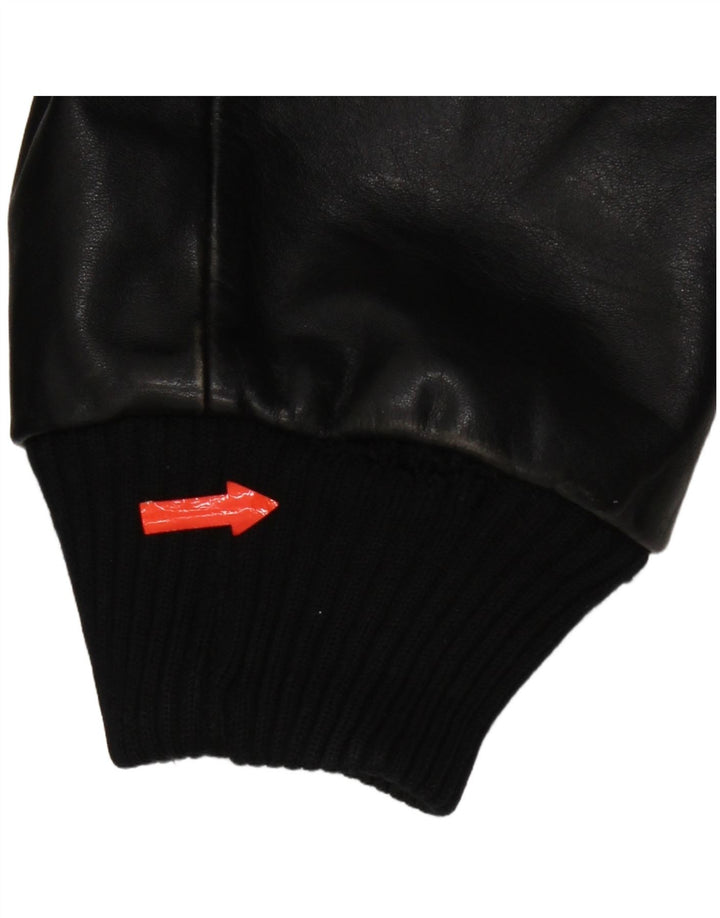Giacca militare in pelle da uomo vintage UK 38 in pelle nera media