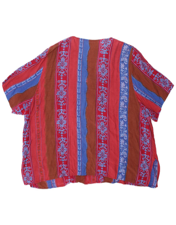 Camicetta vintage da donna a maniche corte UK 22 3XL floreale multicolore