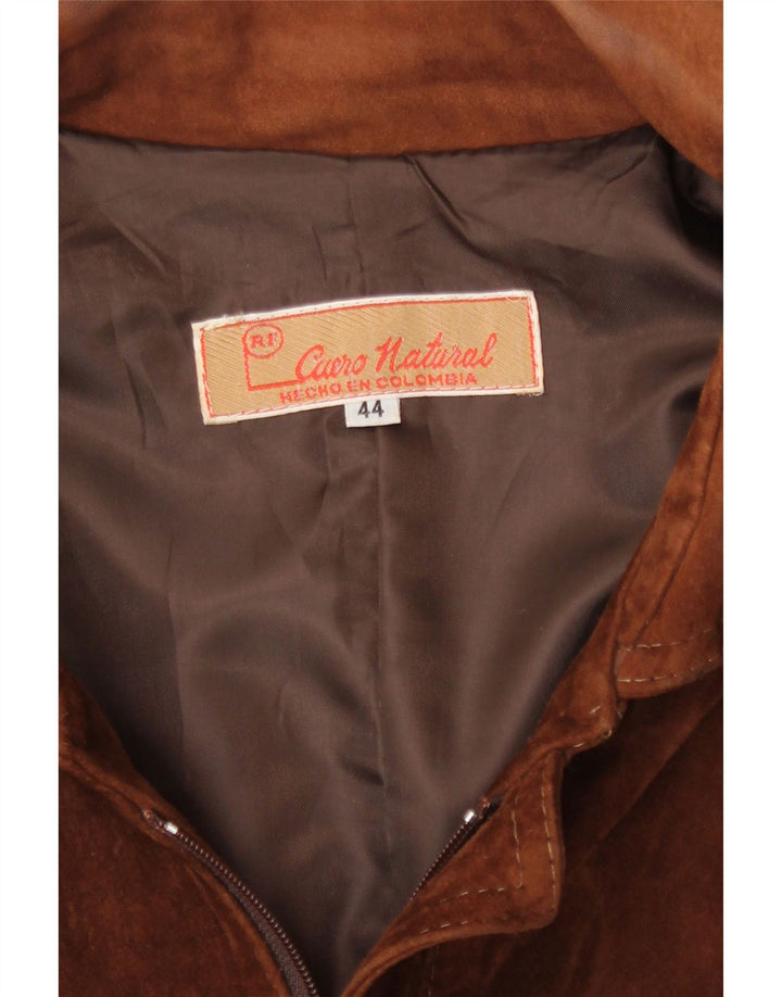 Giacca bomber scamosciata da uomo vintage UK 44 2XL in pelle marrone