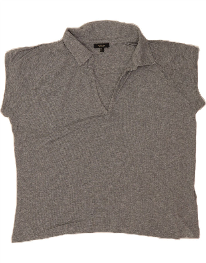 MASSIMO DUTTI Womens Polo Shirt UK 16 Large Grey Cotton Vintage Massimo Dutti and Second-Hand Massimo Dutti from Messina Hembry 