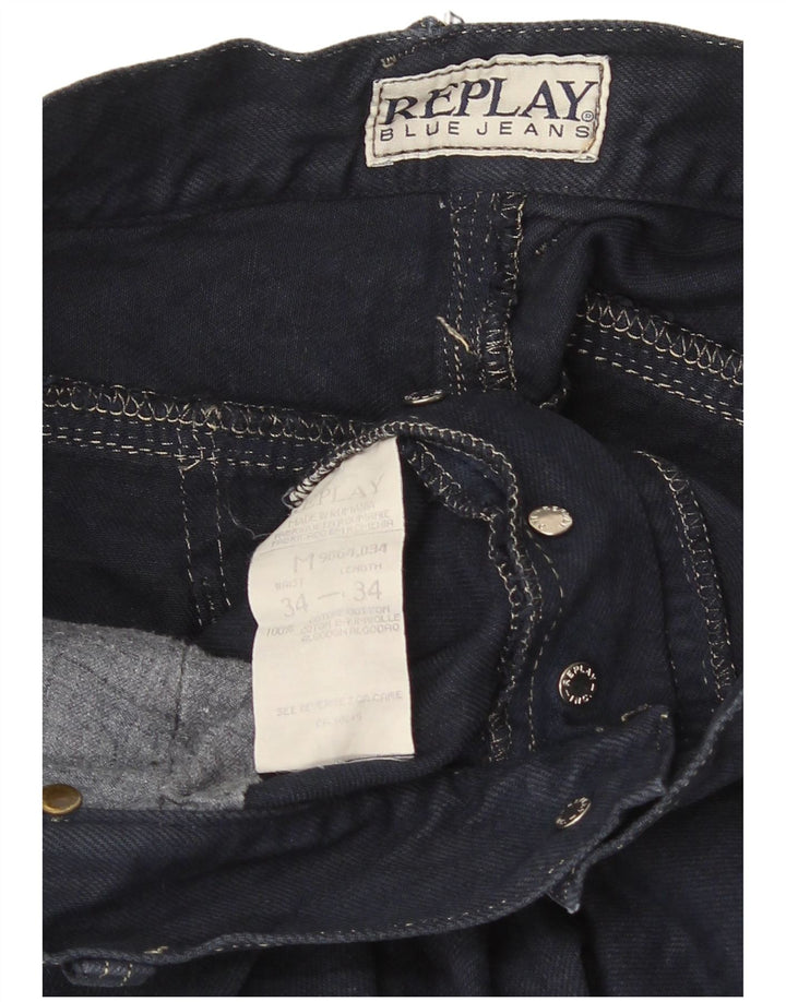 Replay Jeans dritti cargo da uomo W34 L34 cotone blu navy