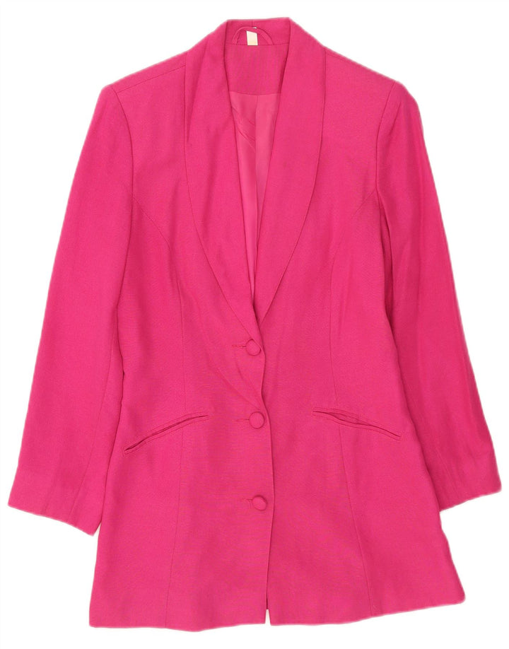 Giacca blazer vintage da donna a 3 bottoni UK 8 piccola viscosa rosa