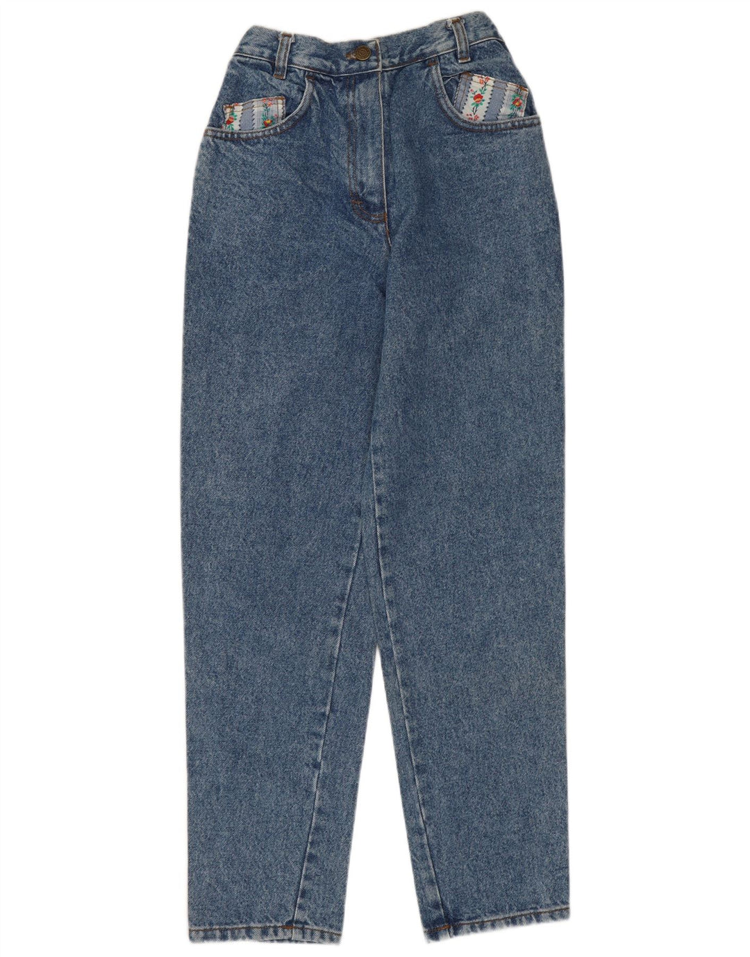 Jeans affusolati da donna VINTAGE EU 40 medio W28 L28 cotone floreale blu