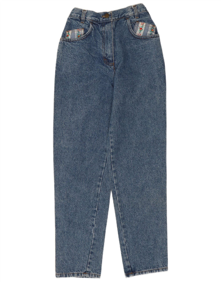 Jeans affusolati da donna VINTAGE EU 40 medio W28 L28 cotone floreale blu