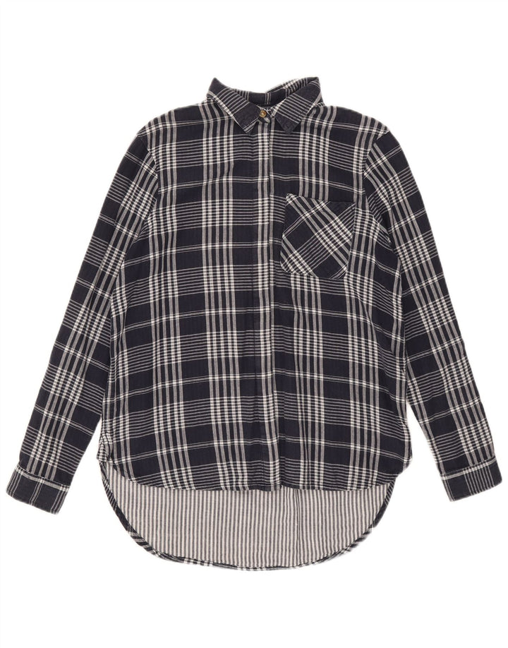 Camicia oversize da donna Marks & Spencer UK 8 piccola in cotone a quadri blu navy