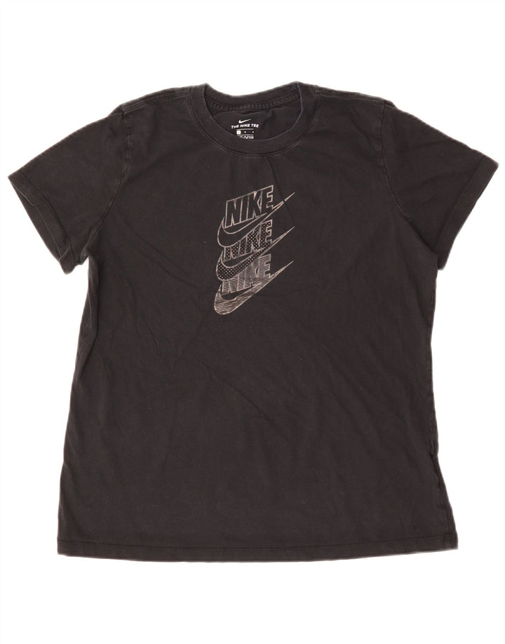 T-shirt grafica da donna NIKE Top UK 14 grande cotone nero