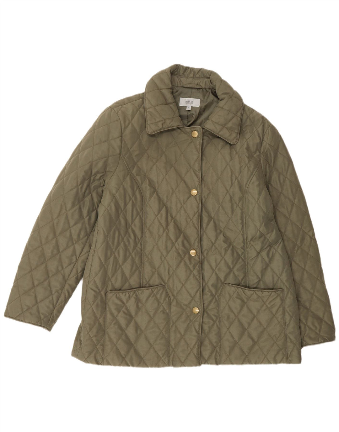 Giacca trapuntata da donna Marks & Spencer UK 16 grande poliestere verde